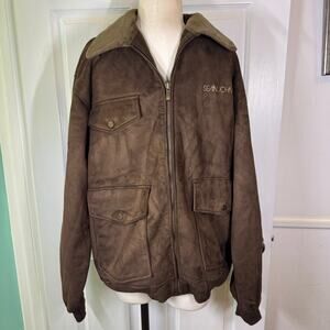 Sean John G-III Apparel Bomber Jacket Brown Faux-Suede Men’s Size Large